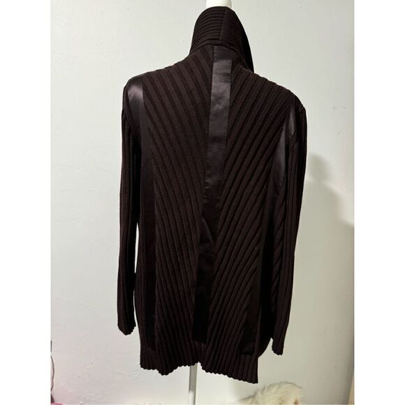 Escada vintage ribbed dark brown cardigan new wool & silk 36 - Picture 4 of 5